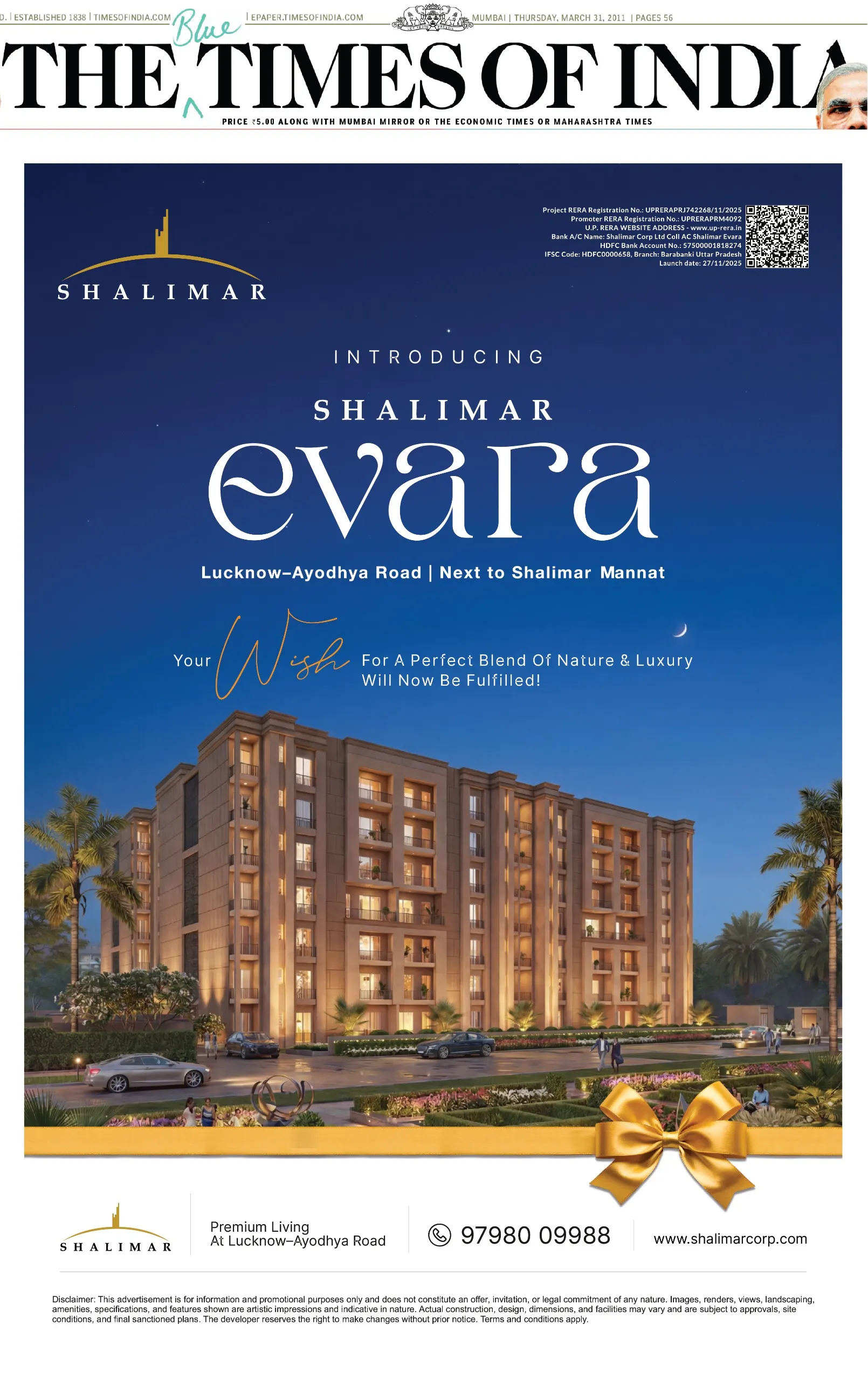 The Times of India - Shalimar Evara Launch Feature