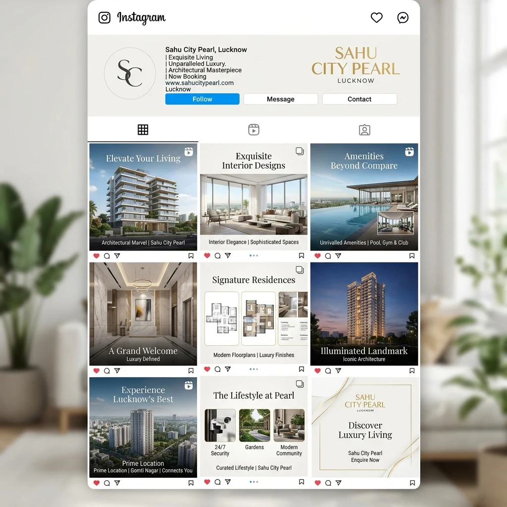 Instagram content grid created for Sahu City Pearl
